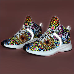 Graffiti Print High Top Running Shoes Lightweight Comfortable Non Slip Sport