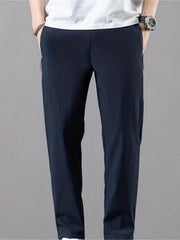 Men's Stretch Sports Drawstring Sweat Pants With Zipper