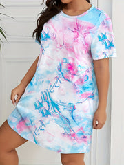 Tie Dye Short Sleeve Tee Sleep Dress