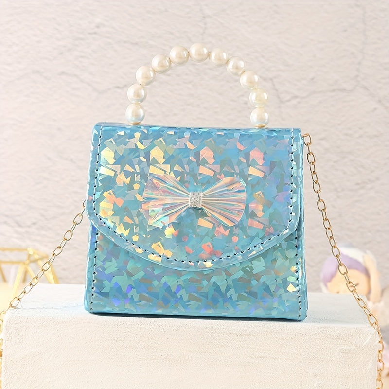 Glitter Bow Decor Coin Purse Crossbody Bag