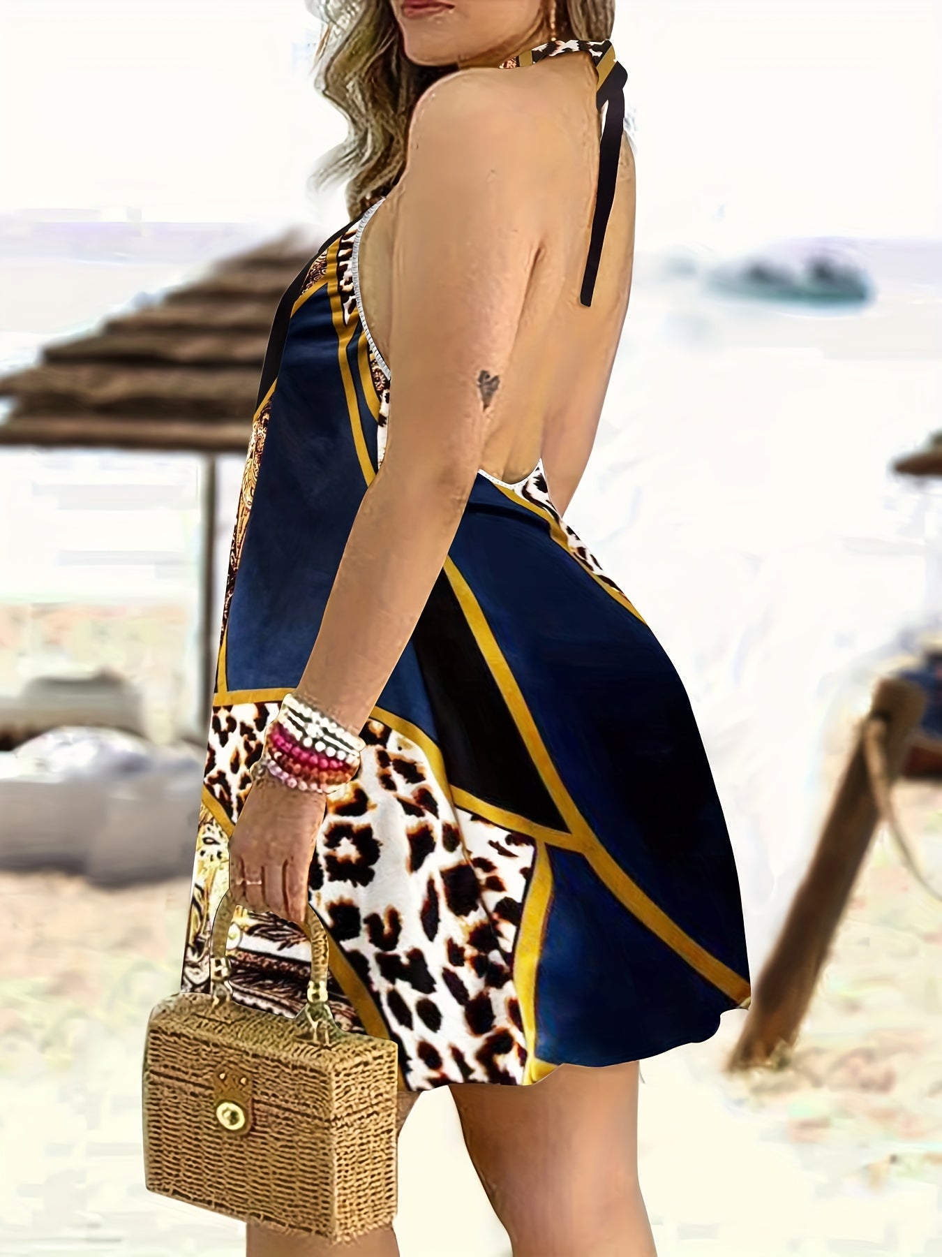 Paisley & Leopard Print Stretch Halter Nightdress