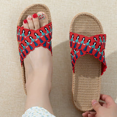 Women's Criss Cross Straps Sandals Lightweight Linen Sole Shoes