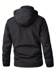Men's Lightweight Hooded Windbreaker Jacket with Zipper Pockets