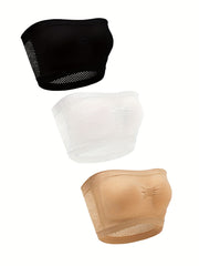 Women's Solid Ruched Tube Bra