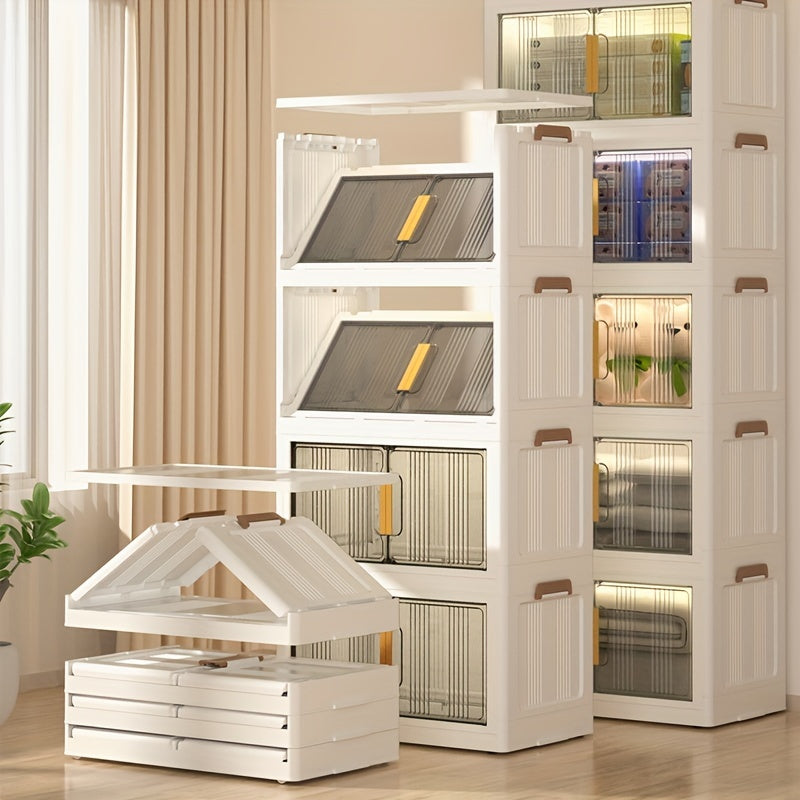 1pc Foldable Storage Box Cabinet Plastic Snack Shelf