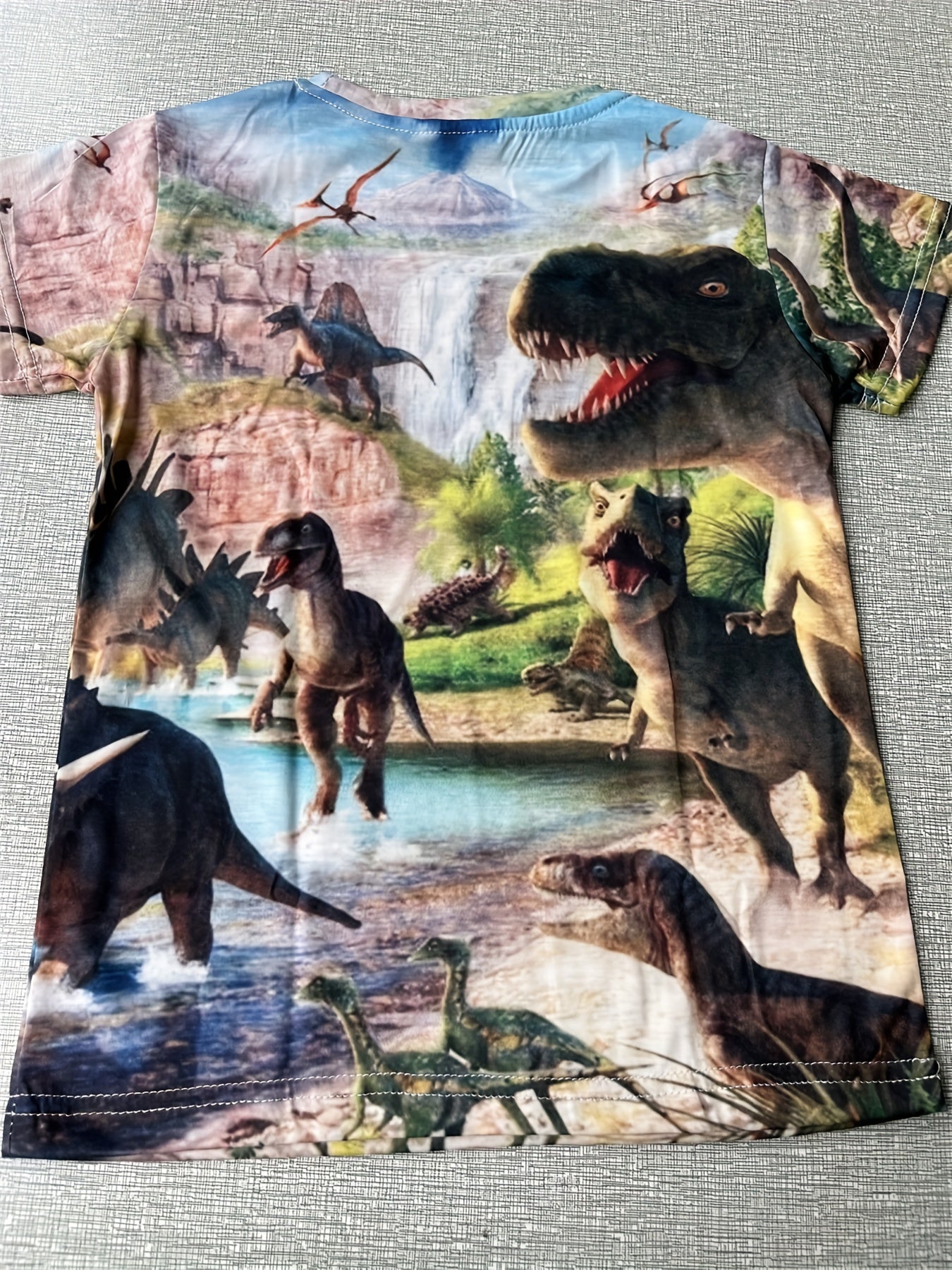Boys' Dino Graphic Tee Short Sleeve Active Shirt for Summer Fun