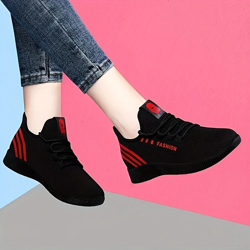 Women's Breathable Mesh Sports Shoes - Lace Up Low Top Running Sneakers