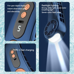 2-in-1 Neck Fan Leafless Air Cooler Fast Charging 5 Gears LED Display