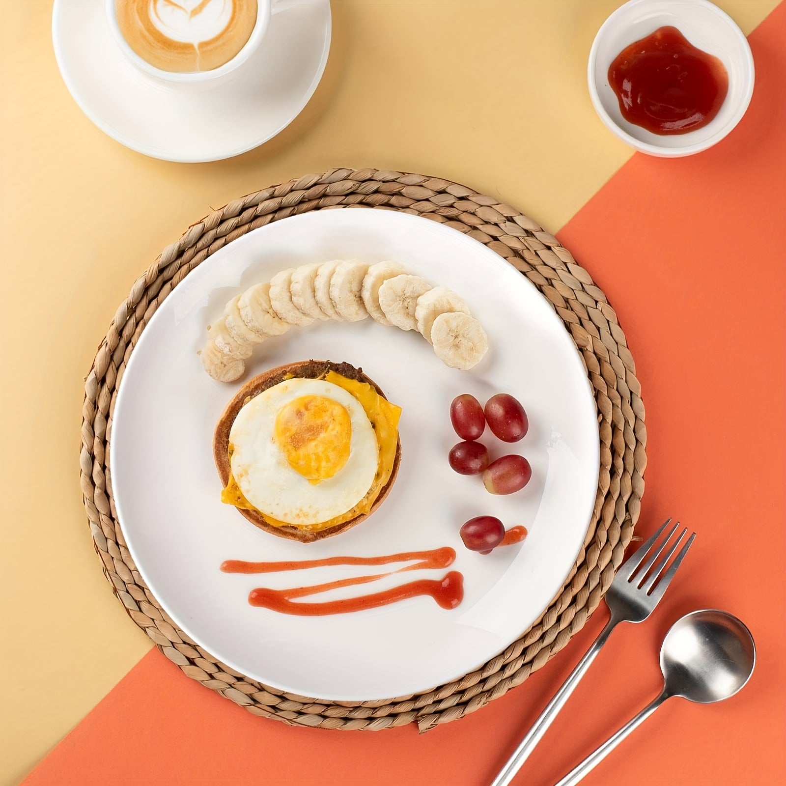 4 PCS 25 Dinner Plates Set Porcelain Scratch Resistant