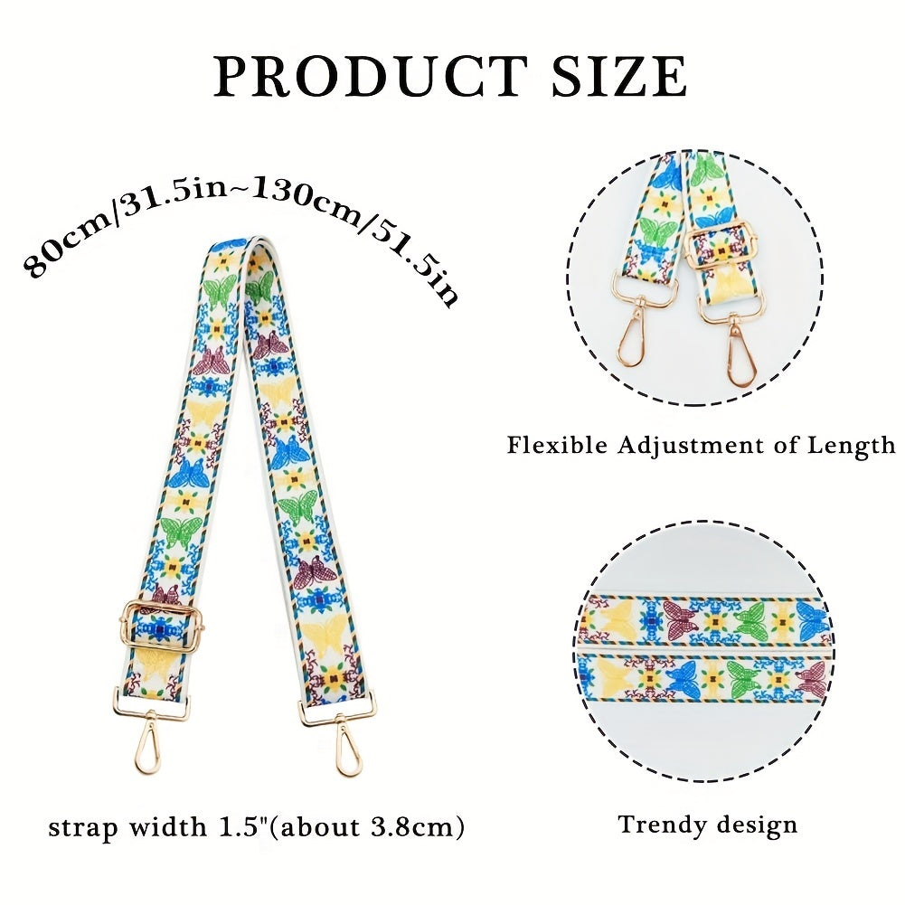 Butterfly Pattern Bag Strap Replacement Wide Shoulder Bag Strap DIY