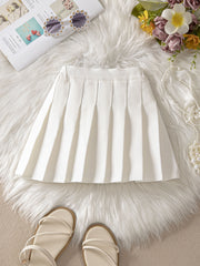 Girls Preppy Plaid Pleated Skirt Kids Casual A line Short Skirt Summer