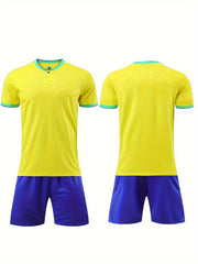 2pc Boys 10 Sports Football Training Outfit Quick Drying T-shirt&Shorts Kids