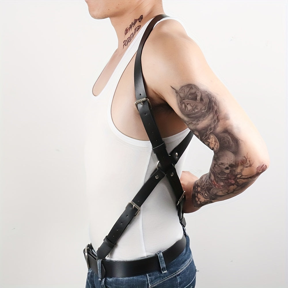 Men's Punk Shoulder Harness PU Leather Belt for Cosplay