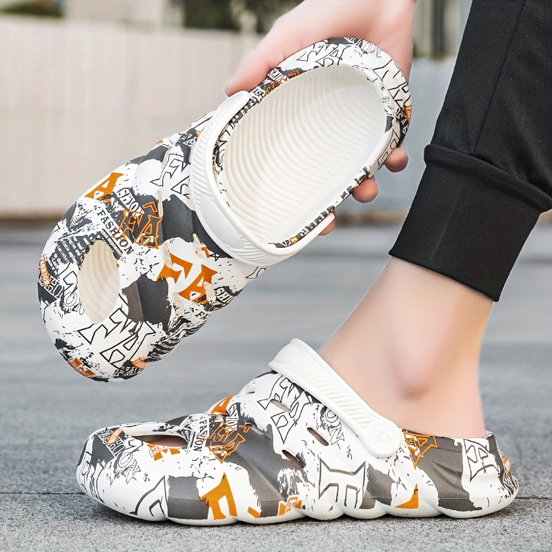 Men's Graphic Clogs Slip on Closed Toe Sandals Soft Sole