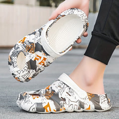 Men's Graphic Clogs Slip on Closed Toe Sandals Soft Sole