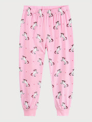Girls Unicorn Print Long Sleeve Pajamas Set