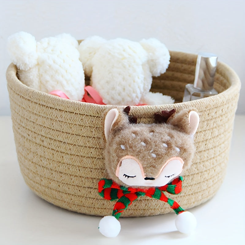 Cotton Rope Storage Basket Cartoon Makeup Organizer