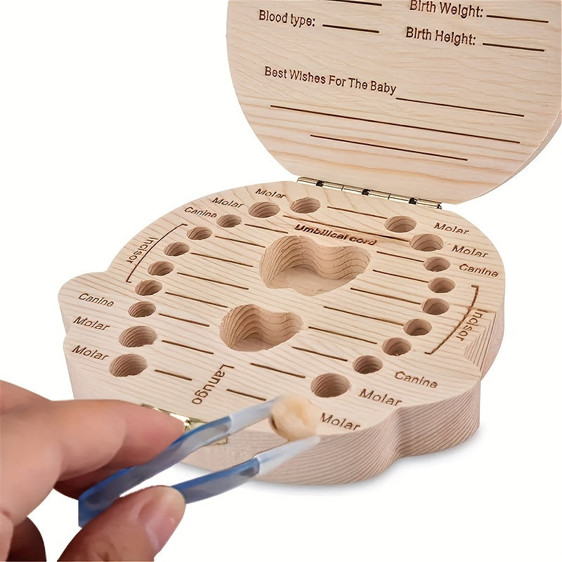 Wooden Keepsake Tooth Organizer Box for Children