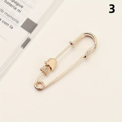 Metal Star Flower Brooch Waist Pins for Women