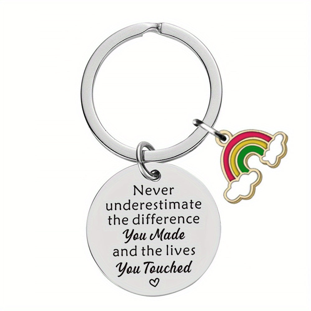 NEVER UNDERESTIMATE Inspirational Keychain Metal Key Ring