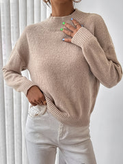 Mock Neck Knit Sweater Long Sleeve