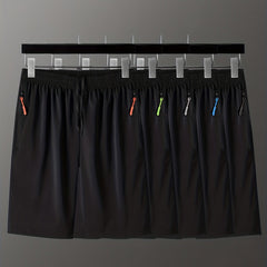 5 Pcs Men's Colorful Zip Pocket Drawstring Sport Shorts