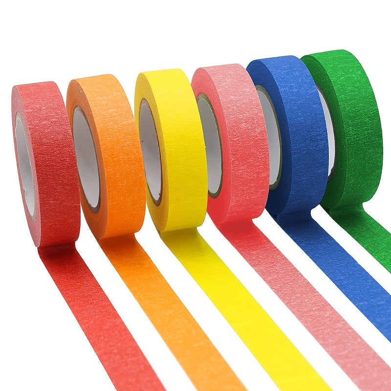 6 Rolls Colored Masking Tape 14 63 Meter Per Roll Rainbow Colors Painting Tape