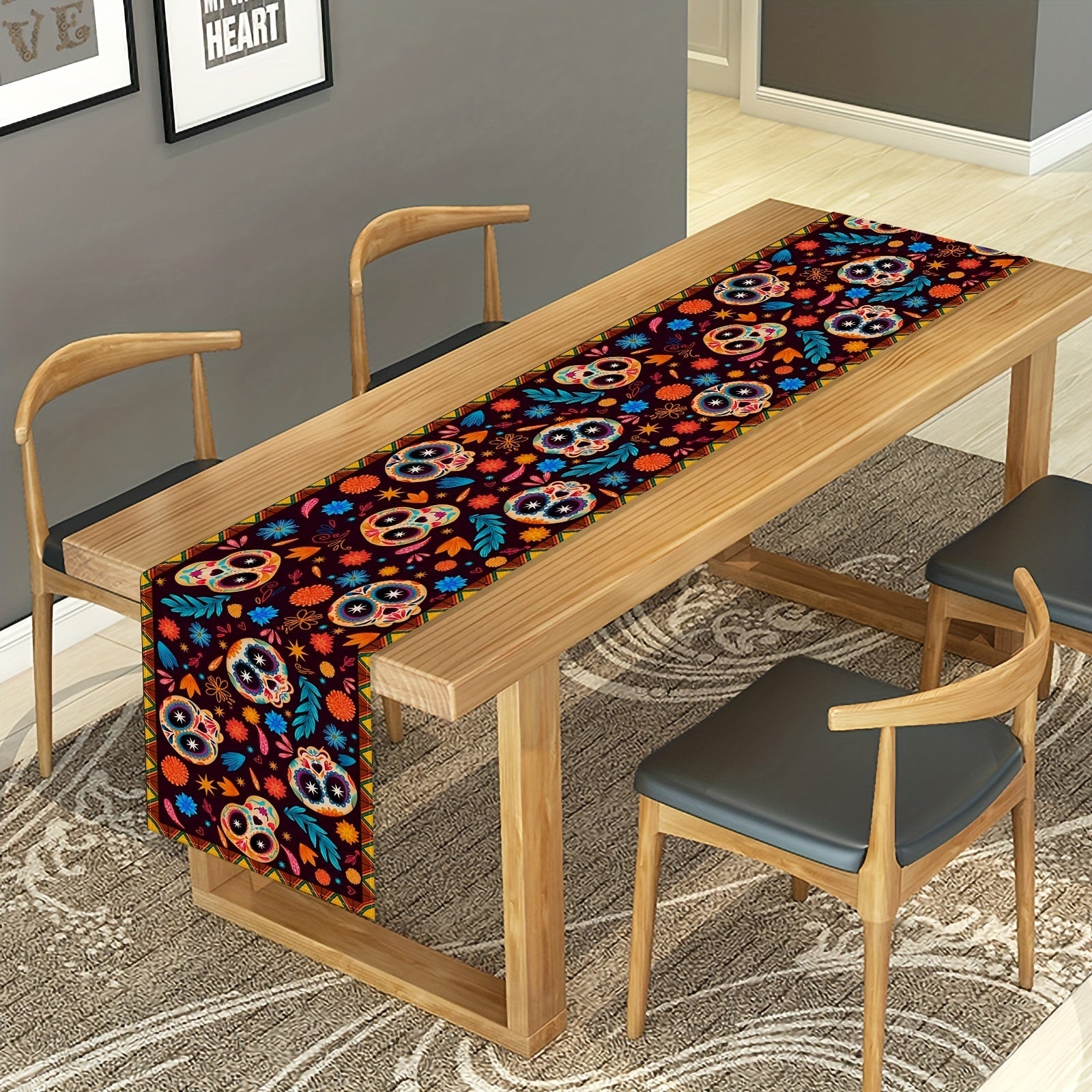 Sugar Skull Halloween Table Runner 33.02x182.88 cm