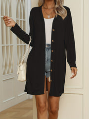 Casual Cardigan Women's Plus Solid Button Up Long Sleeve Long Cardigan