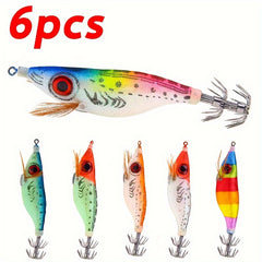 6pcs Squid Jig Set for Bass Fishing Seawater & Freshwater