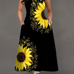 Sunflower Print Maxi Tank Dress