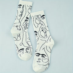 Abstract Pattern Crew Socks Soft & Comfy Women's Mid Tube Stockings