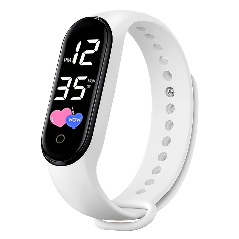 Student Touchscreen LED Sports Watch PVC Strap 24H Display School Outdoor