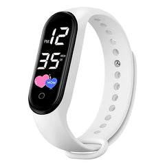 Student Touchscreen LED Sports Watch PVC Strap 24H Display School Outdoor