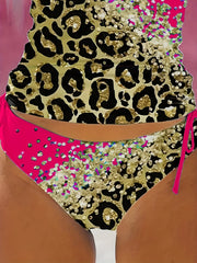 Leopard Print Glitter Tankini Set