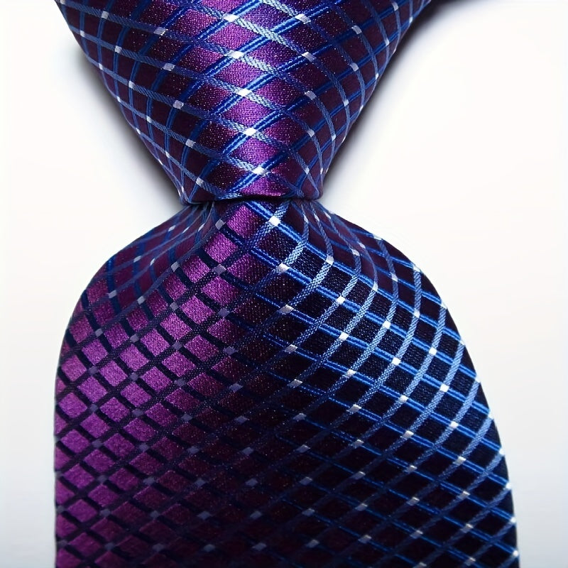 Men's Plaid Style Tie 8 Set Jacquard Woven Necktie