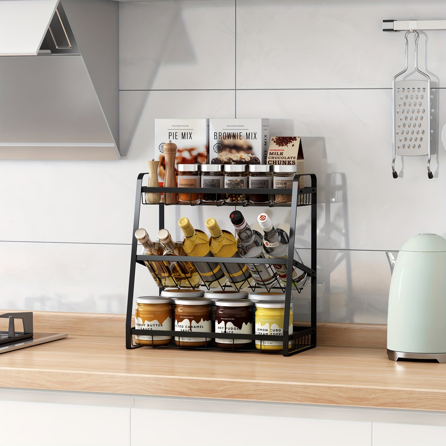1pc Countertop Seasoning Storage Rack Home Kitchen Accessory