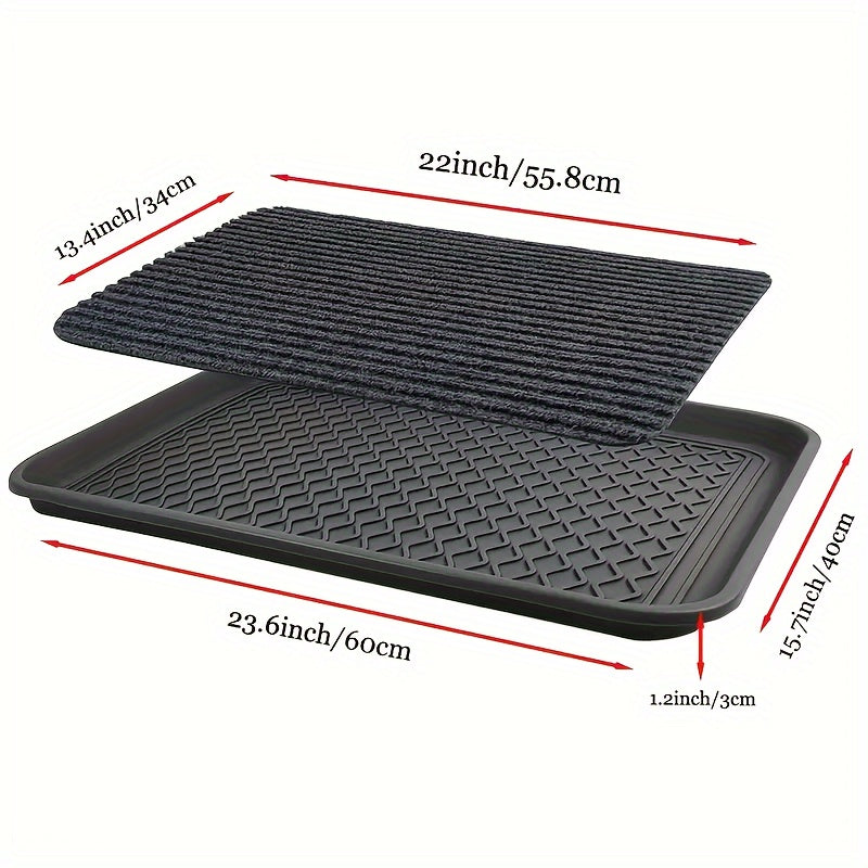 Shoe Tray With Mat For Entryway Pet Food Bowl Storage Tray