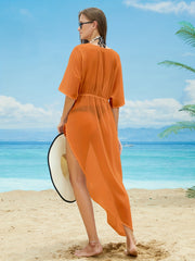 Sheer Cover Up Dress V Neck Beachwear Dress Women's Swimwear