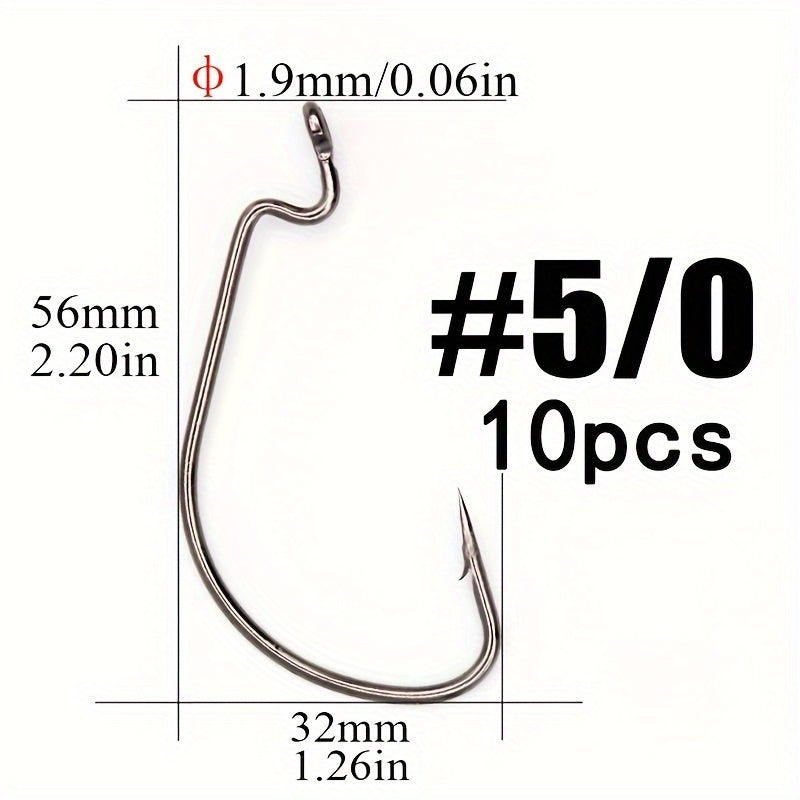 10pcs 15pcs Reinforced Wide Gap Hooks For Texas Rig Barbed Fishing Hooks