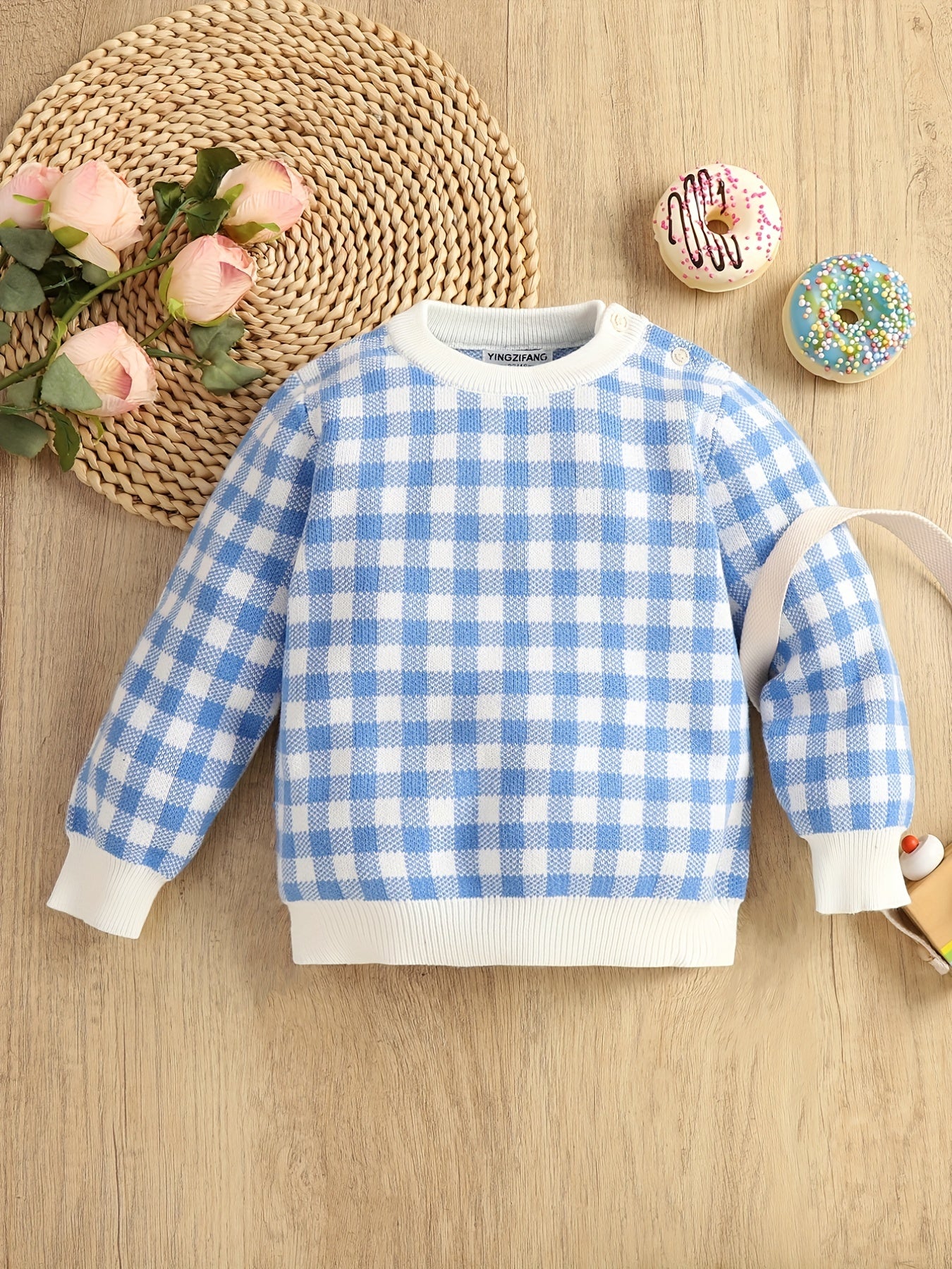 Baby Boys Cotton Plaid Sweater Top Kids Pullover