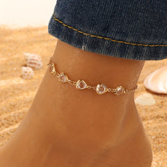 Heart Shape Pendant Chain Anklet with Zircon - Vacation Style