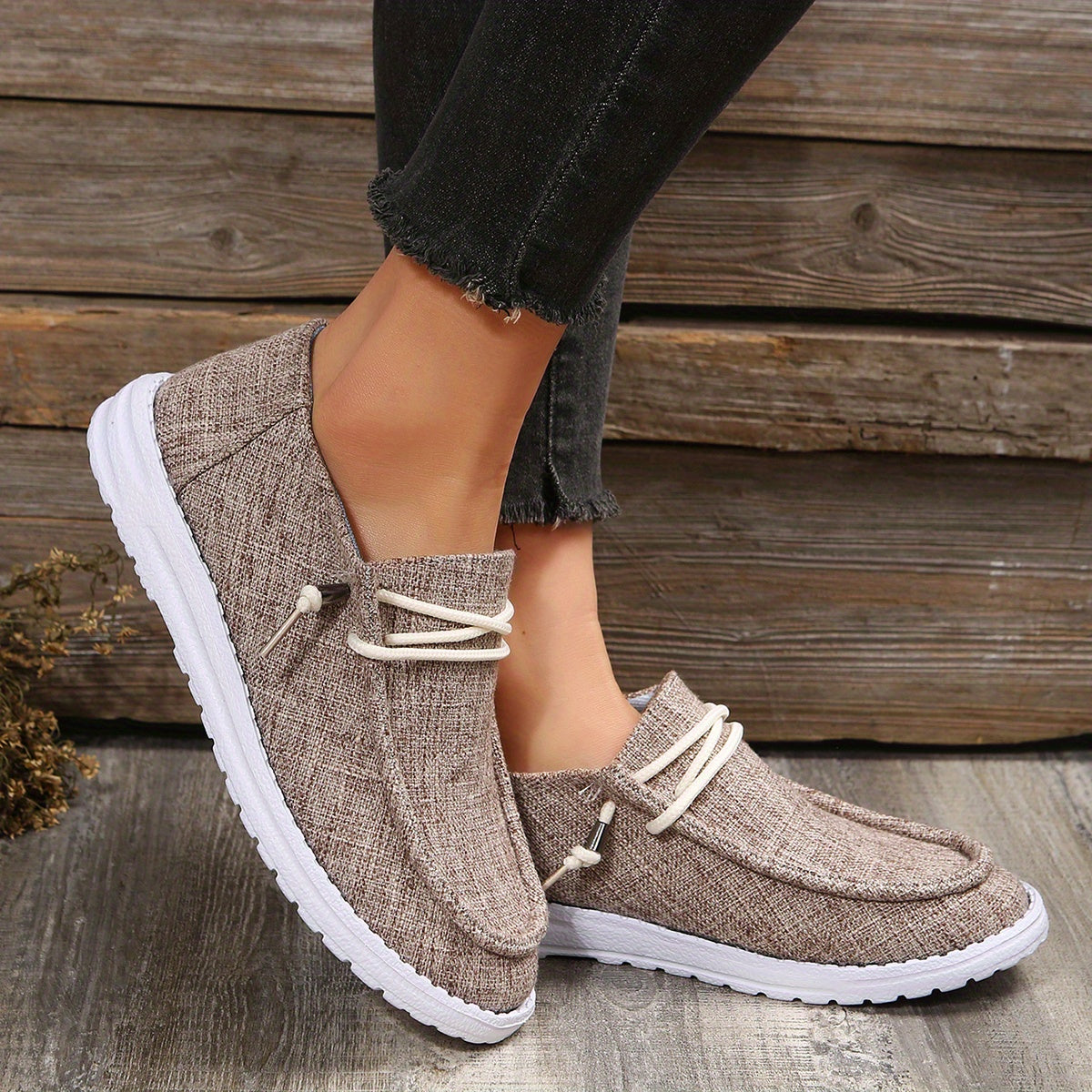 Women's Lightweight Slip On Canvas Shoes Low Round Toe Casual Sporty Shoes