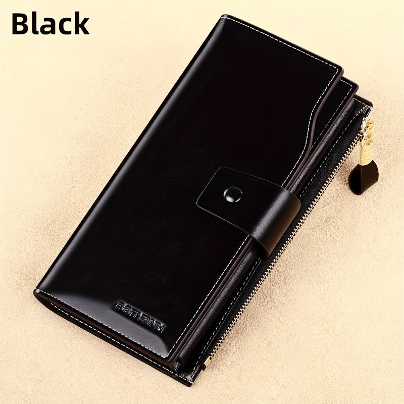 Women's Vintage Style Long Leather Wallet Classic Solid Wallet