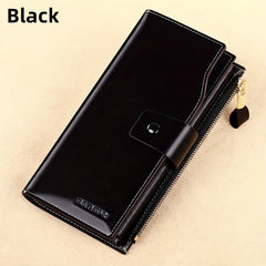 Women's Vintage Style Long Leather Wallet Classic Solid Wallet