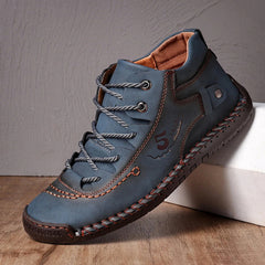 Men's PU Leather Ankle Boots Lace up Sneakers Casual Walking Shoes