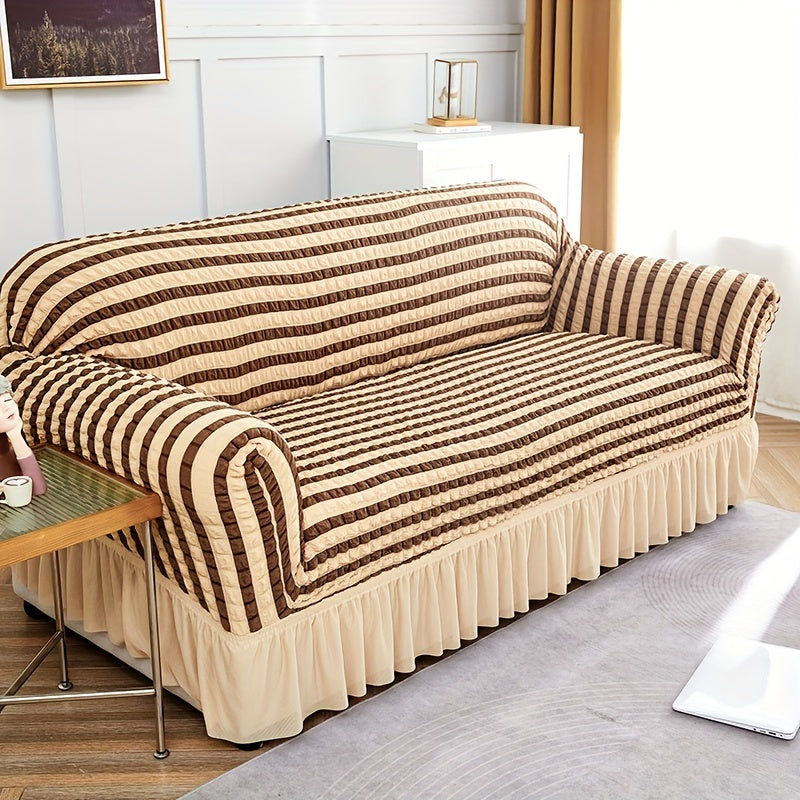 Seersucker Sofa Slipcover Stretch Anti-slip Cover