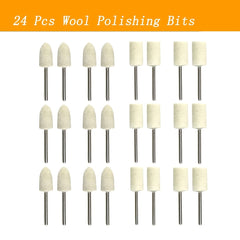 24 Pcs Rotary Polishing Bits Set Wool Felt Buffing Wheel With 1 8 Inch Mandrel