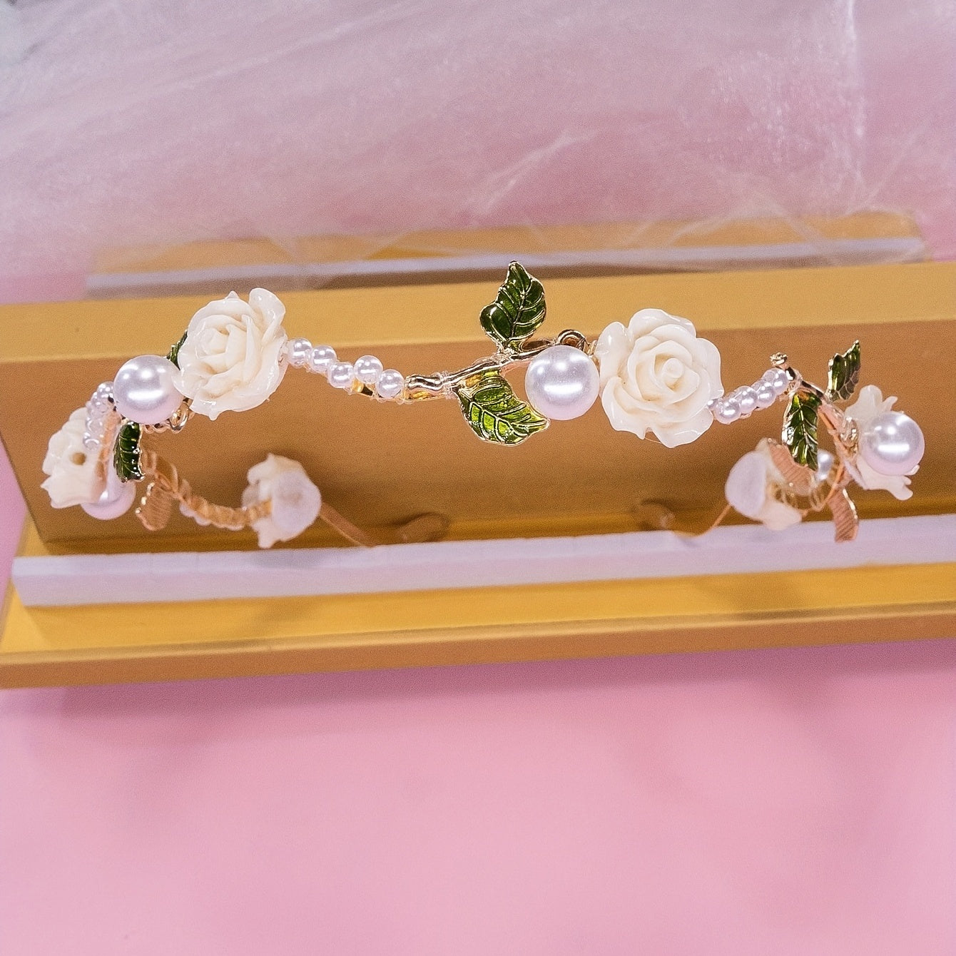 Faux Pearl Flower Headband Head Hoop Wedding Bridal Hair Accessories