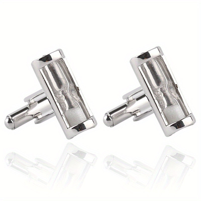 Time Hourglass Crystal Cufflinks for Men